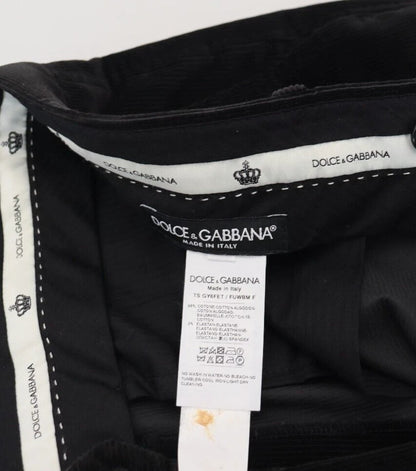Dolce &amp; Gabbana Black Stretch Cotton Slim Trousers Chino Pants