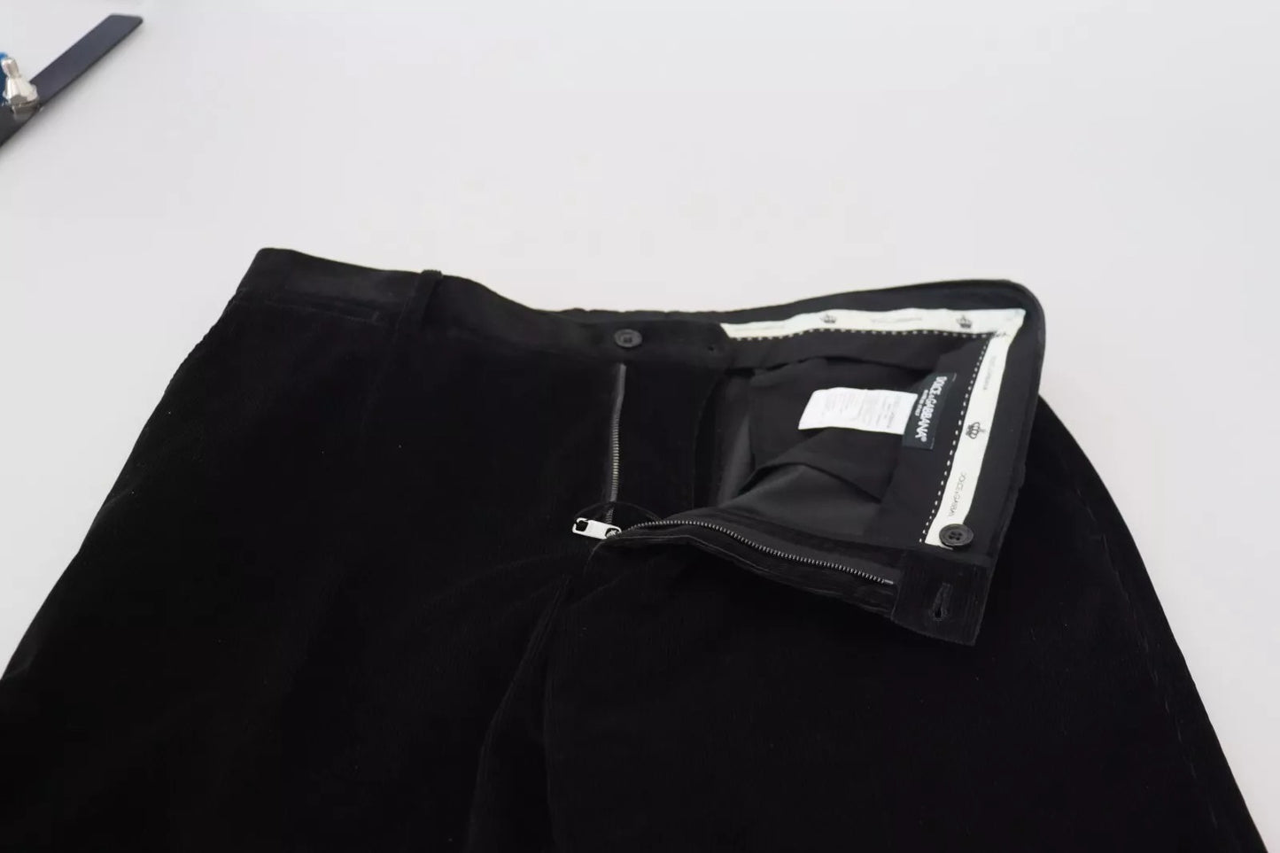 Dolce &amp; Gabbana Black Stretch Cotton Slim Trousers Chino Pants