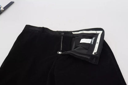 Dolce &amp; Gabbana Black Stretch Cotton Slim Trousers Chino Pants