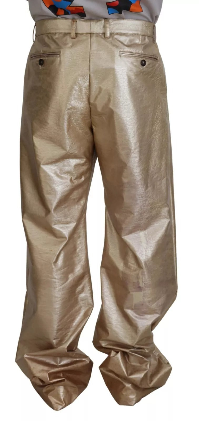 Dolce &amp; Gabbana Metallic Gold Polyester StraightTrouser Pants