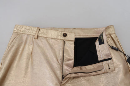 Dolce &amp; Gabbana Metallic Gold Polyester StraightTrouser Pants