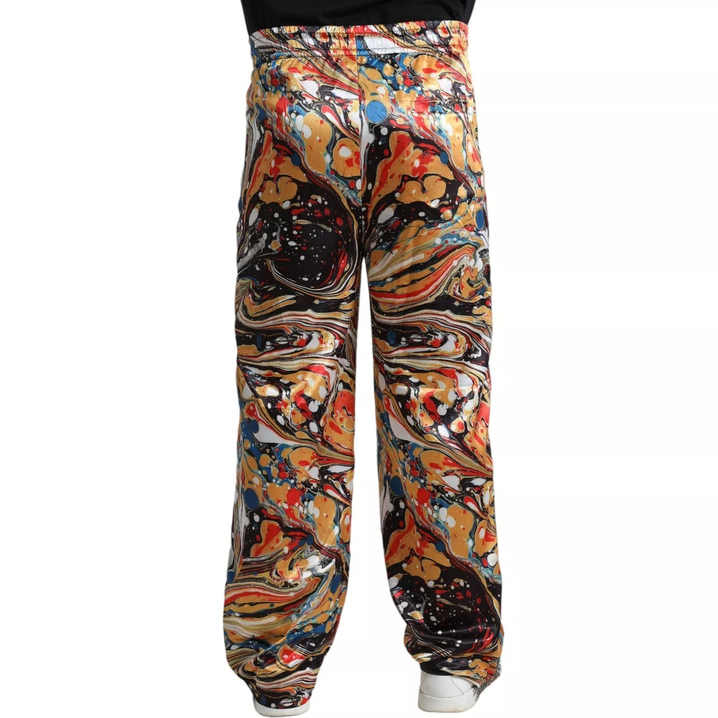 Dolce &amp; Gabbana Multicolor Marble Print Satin Trouser Pants