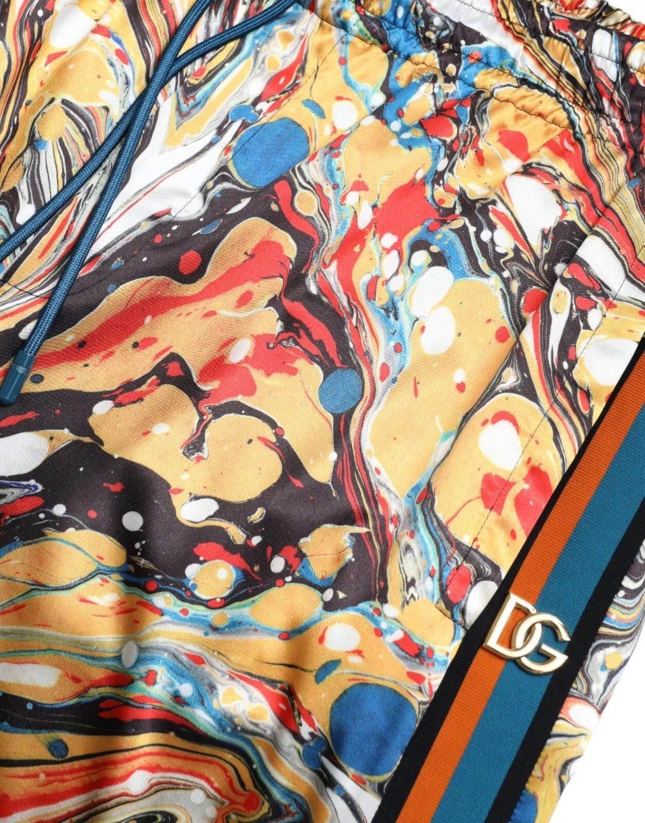 Dolce &amp; Gabbana Multicolor Marble Print Satin Trouser Pants