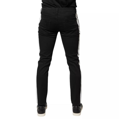 Dolce &amp; Gabbana Black Tattered White Lining Skinny Denim Jeans