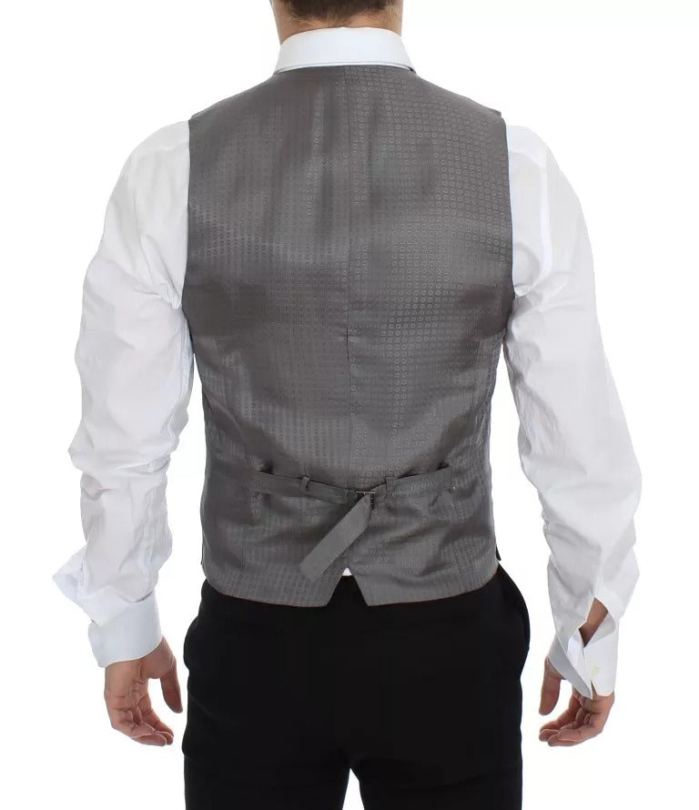 Dolce &amp; Gabbana Gray Striped Formal Dress Gilet Vest