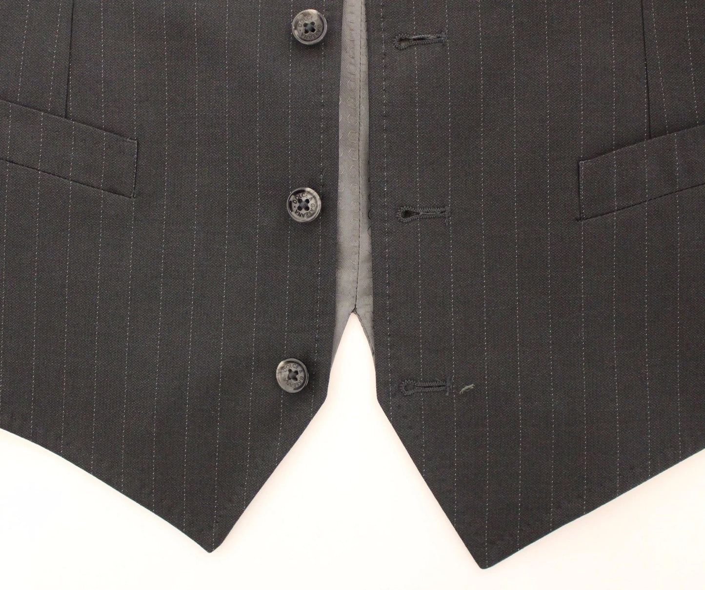 Dolce &amp; Gabbana Gray Striped Formal Dress Gilet Vest