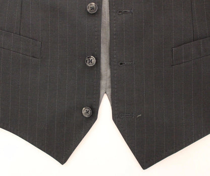 Dolce &amp; Gabbana Gray Striped Formal Dress Gilet Vest