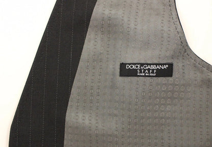 Dolce &amp; Gabbana Gray Striped Formal Dress Gilet Vest