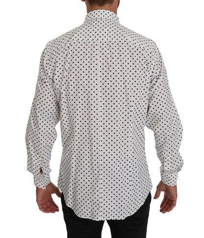 Dolce &amp; Gabbana White Dotted Dress Formal MARTINI Shirt