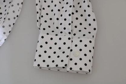 Dolce &amp; Gabbana White Dotted Dress Formal MARTINI Shirt