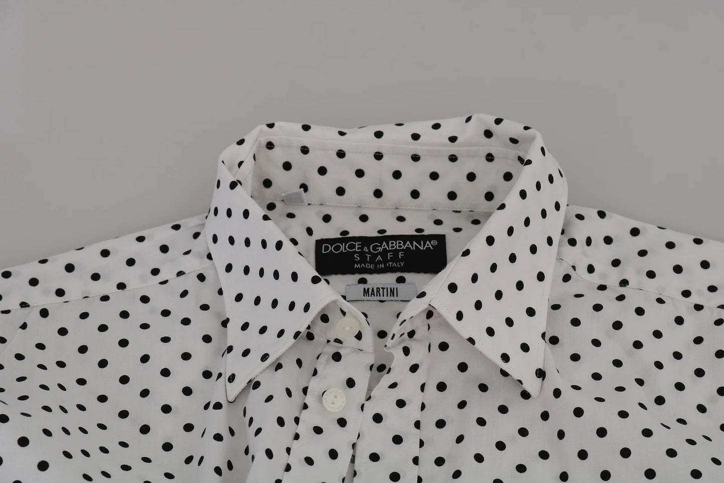 Dolce &amp; Gabbana White Dotted Dress Formal MARTINI Shirt