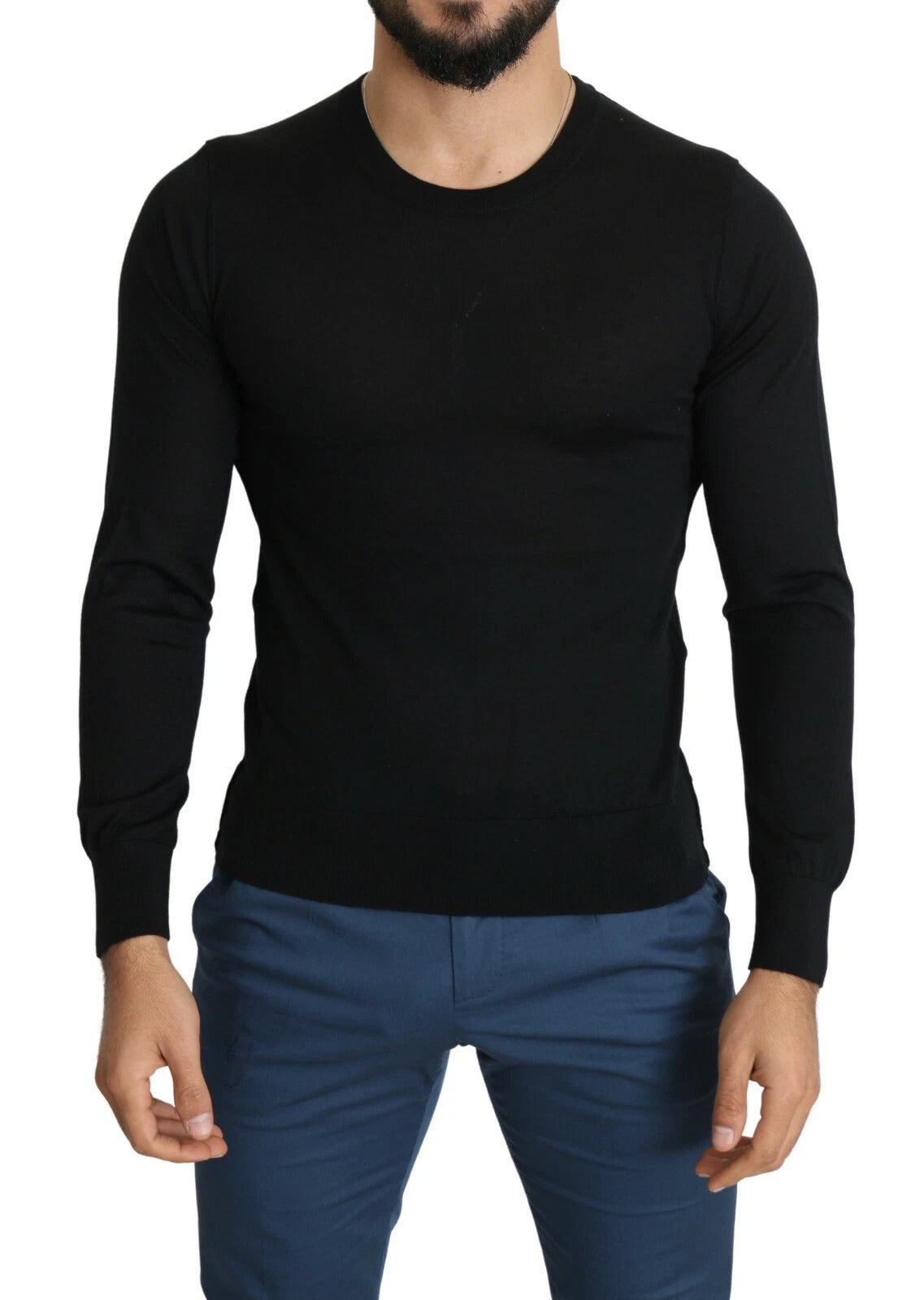 Dolce &amp; Gabbana Black Cashmere Crewneck Pullover Sweater