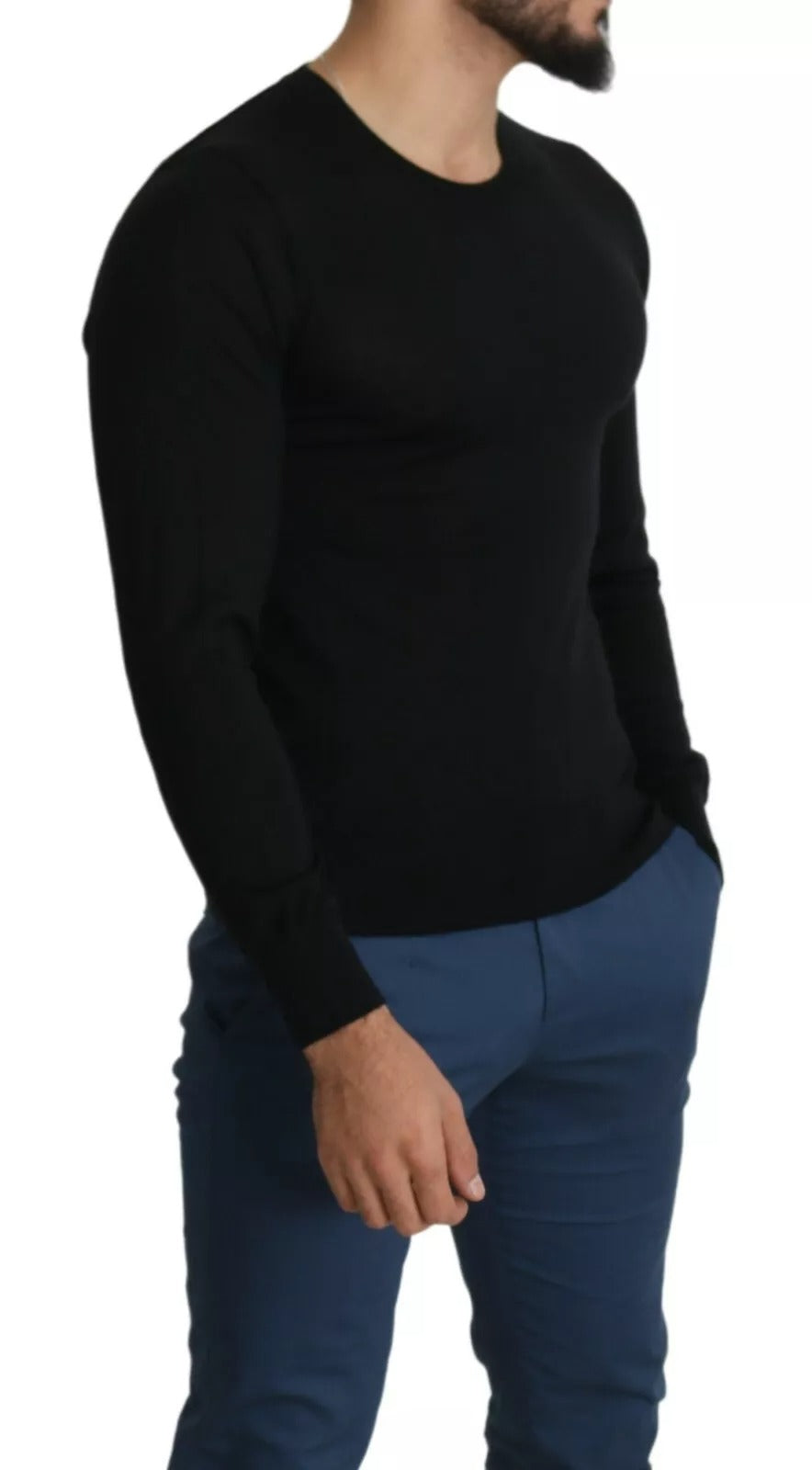 Dolce &amp; Gabbana Black Cashmere Crewneck Pullover Sweater