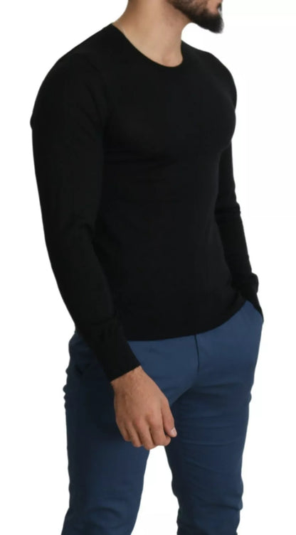 Dolce &amp; Gabbana Black Cashmere Crewneck Pullover Sweater