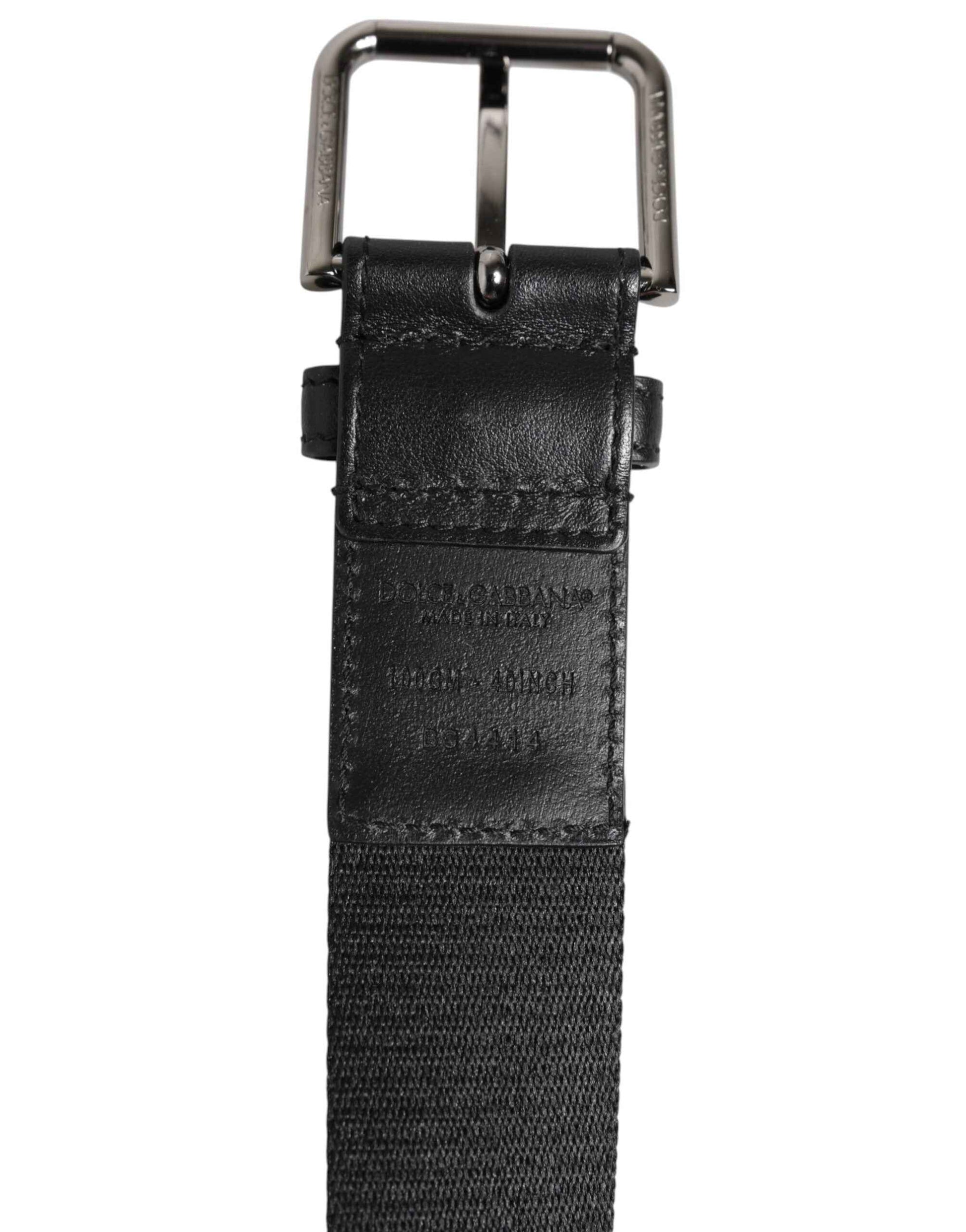 Dolce & Gabbana Black Blue DG Logo Silver Metal Buckle Belt by Dolce & Gabbana