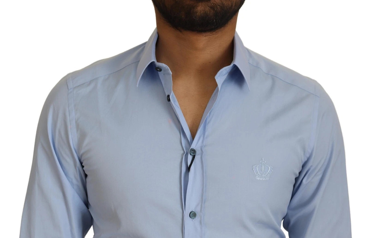 Dolce &amp; Gabbana Light Blue Cotton Slim Fit Dress Shirt