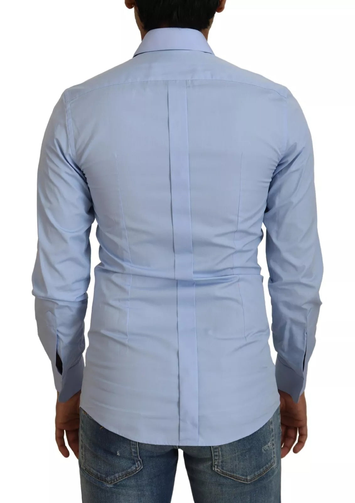 Dolce &amp; Gabbana Light Blue Cotton Slim Fit Dress Shirt