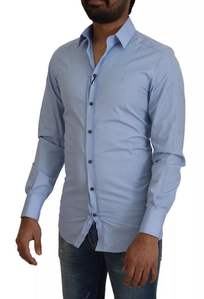 Dolce &amp; Gabbana Light Blue Cotton Slim Fit Dress Shirt