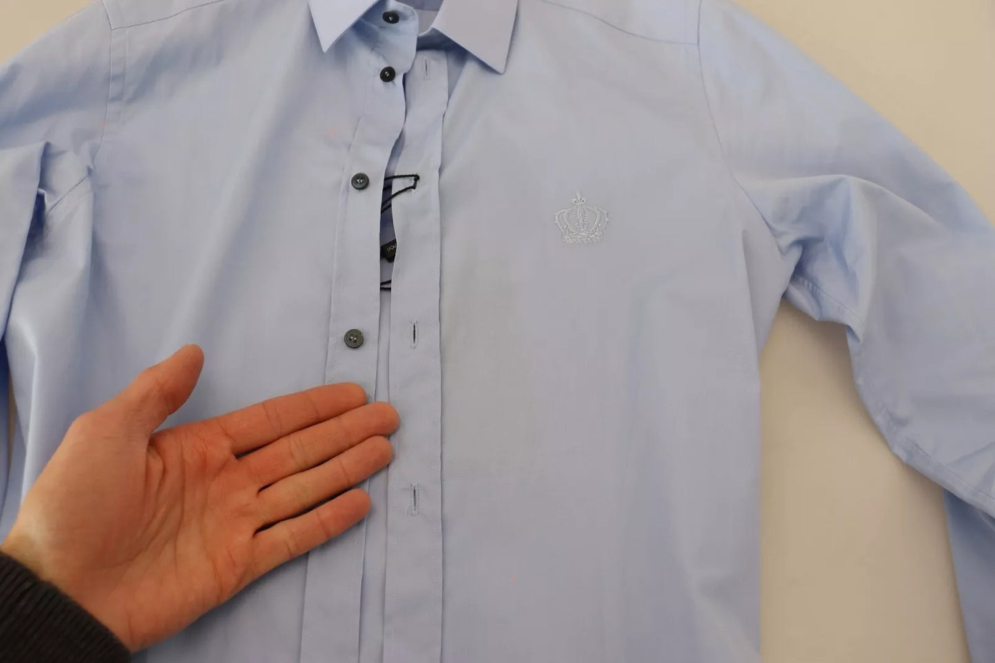 Dolce &amp; Gabbana Light Blue Cotton Slim Fit Dress Shirt
