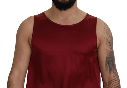 Dolce &amp; Gabbana Red Round Neck Sleeveless Silk T-shirt