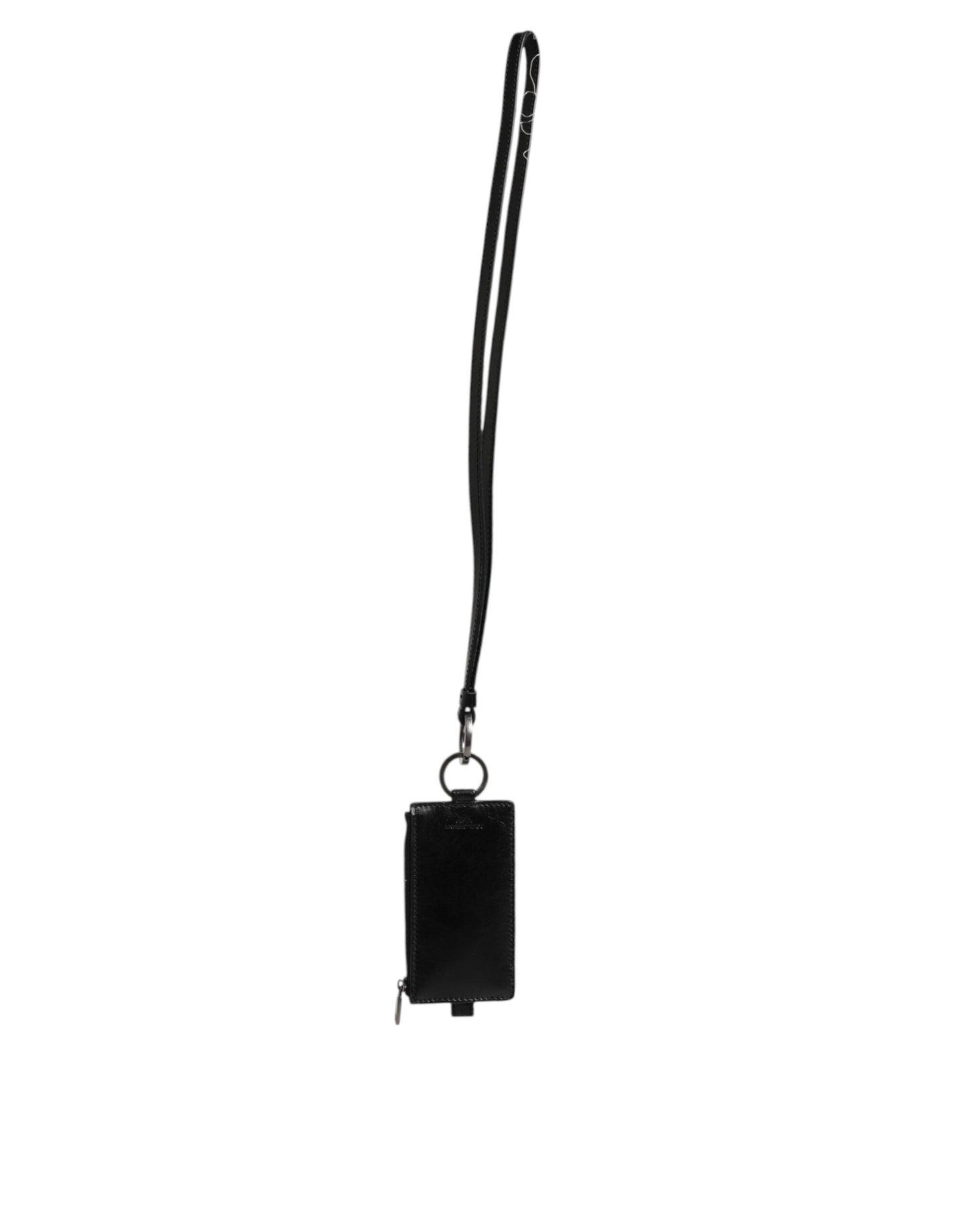Dolce & Gabbana Black Leather Logo Embossed Lanyard Card Holder Wallet - from Dolce & Gabbana