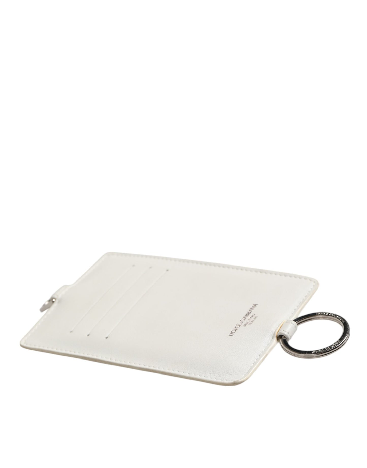 Dolce & Gabbana White Calf Leather Lanyard Logo Card Holder Men Wallet - from Dolce & Gabbana