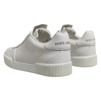 Dolce &amp; Gabbana White Miami Leather Low Top Men Sneakers Shoes