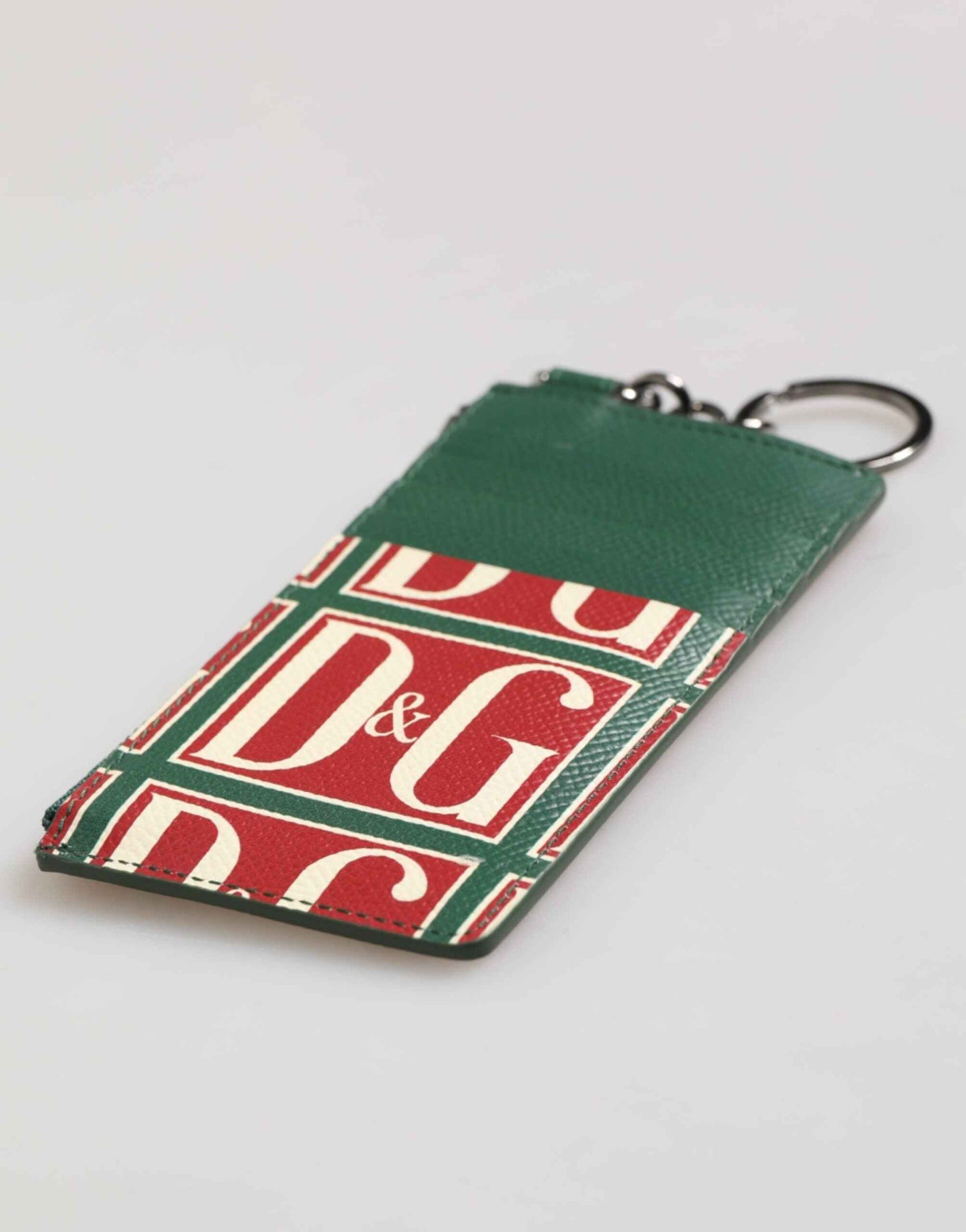 Dolce & Gabbana Green Calf Leather Logo Print Monogram Card Holder Wallet