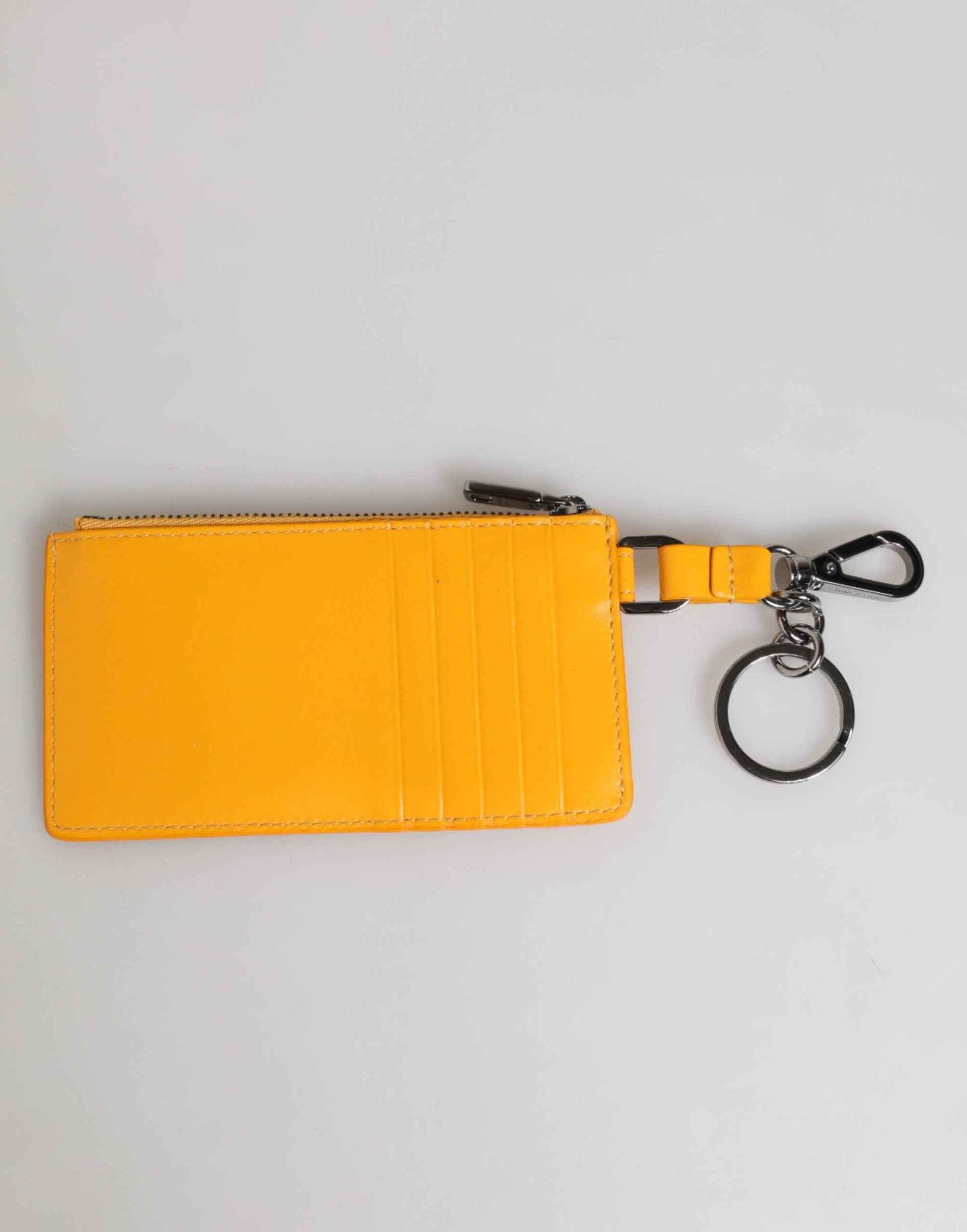 Dolce & Gabbana Yellow Orange Leather Credit Card Key Holder Clip On Wallet