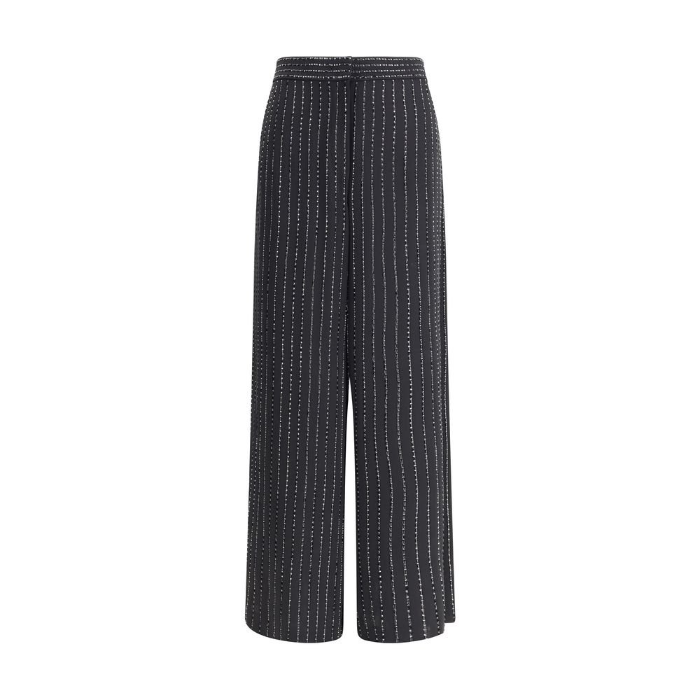 Giorgio Armani Wide-leg silk Pants with rhinestones