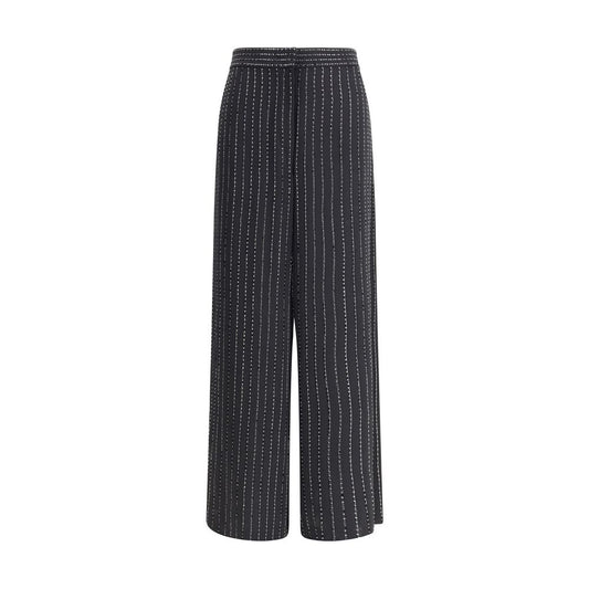 Giorgio Armani Wide-leg silk Pants with rhinestones