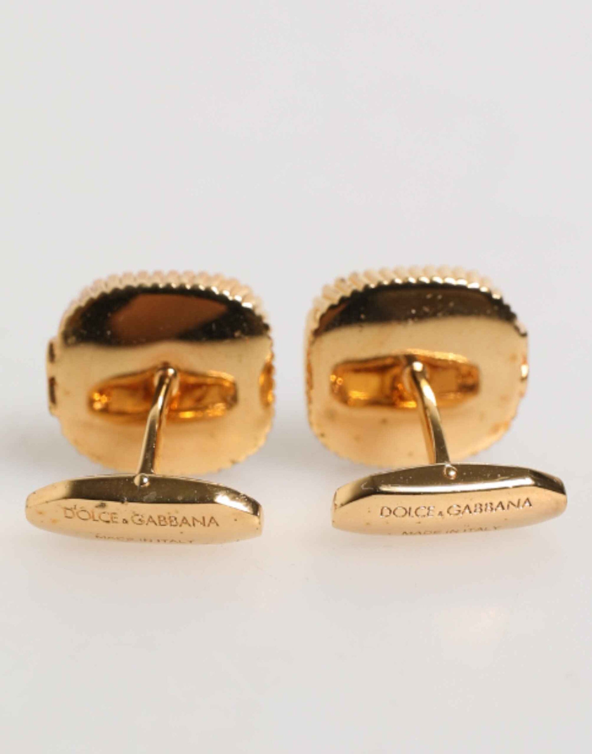 Dolce & Gabbana Gold Malachite Green Stone Square Men's Accessory Cufflink by Dolce & Gabbana