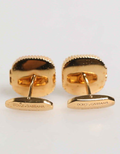 Dolce & Gabbana Gold Malachite Green Stone Square Men's Accessory Cufflink by Dolce & Gabbana