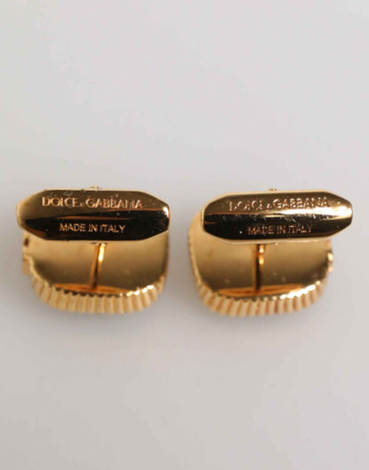 Dolce & Gabbana Gold Malachite Green Stone Square Men's Accessory Cufflink by Dolce & Gabbana