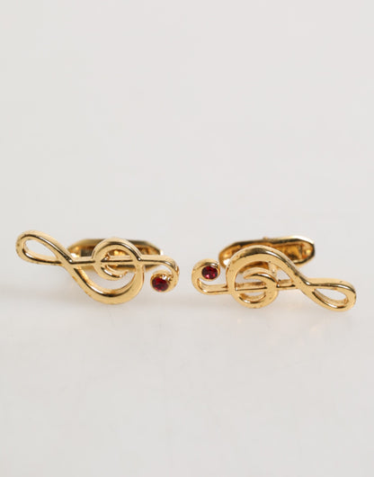 Dolce & Gabbana Gold Musical Note Metal Brass Pin Men Accessory Cufflinks - from Dolce & Gabbana