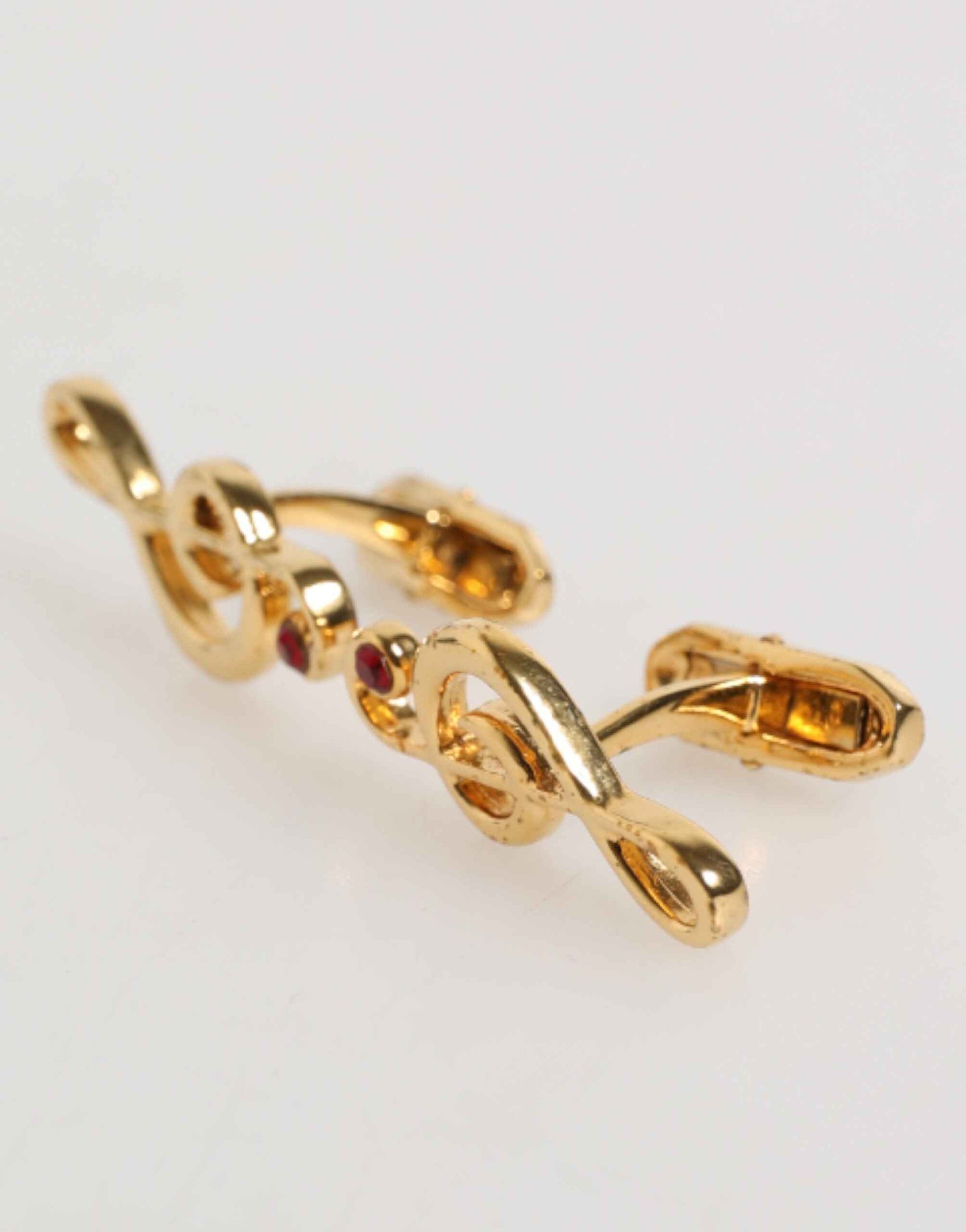 Dolce & Gabbana Gold Musical Note Metal Brass Pin Men Accessory Cufflinks by Dolce & Gabbana
