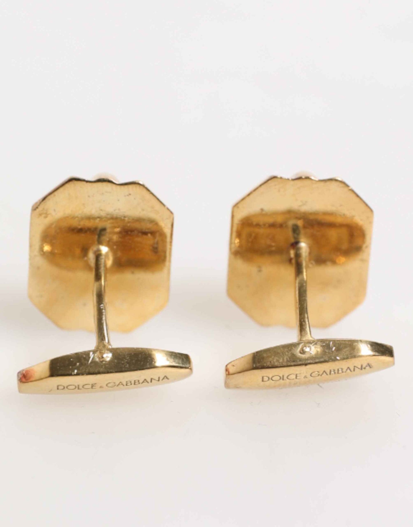 Dolce & Gabbana Emerald Green Crystal Gold Tone 925 Sterling Accessory Cufflink by Dolce & Gabbana