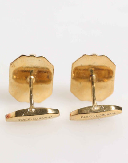 Dolce & Gabbana Emerald Green Crystal Gold Tone 925 Sterling Accessory Cufflink by Dolce & Gabbana