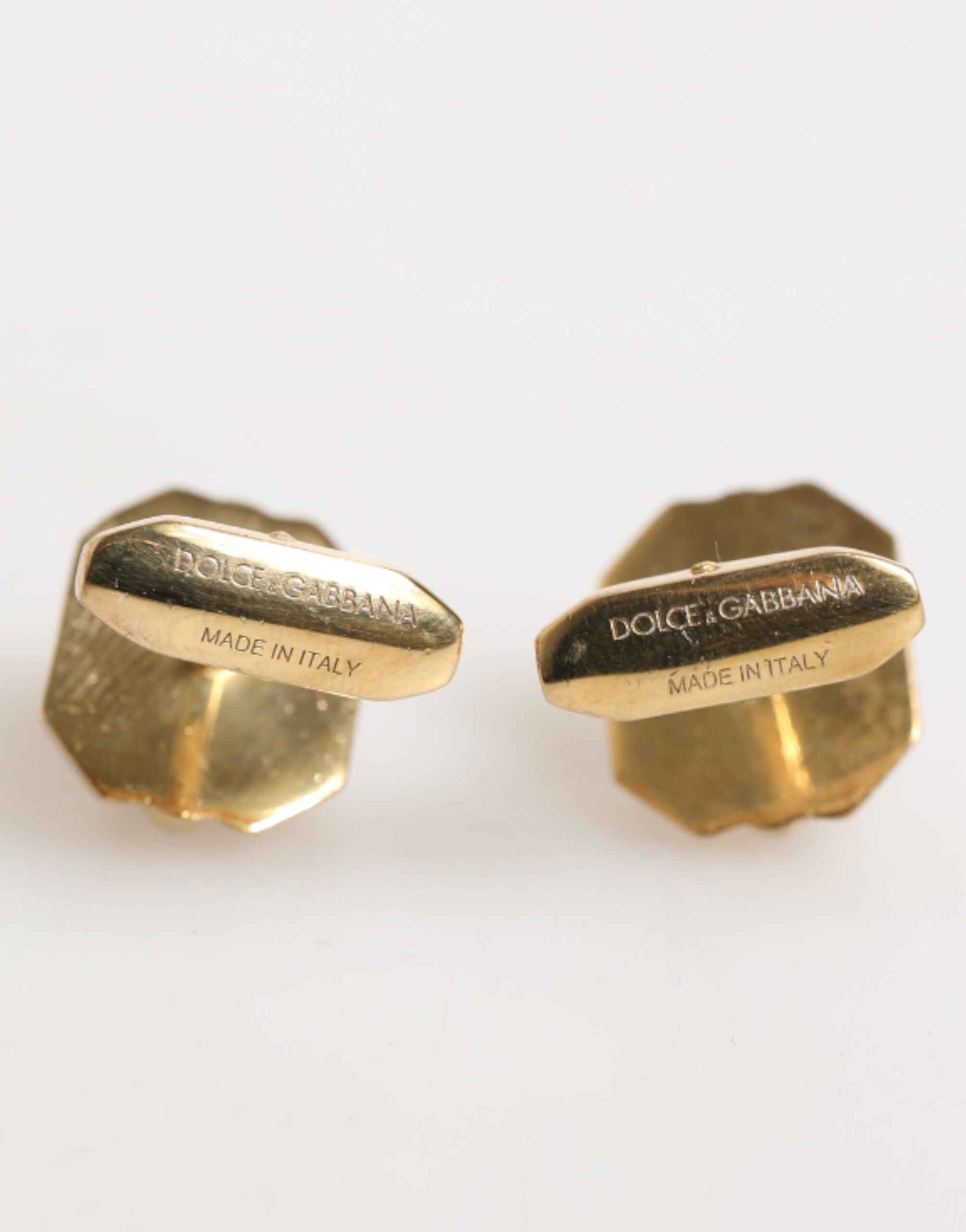 Dolce & Gabbana Emerald Green Crystal Gold Tone 925 Sterling Accessory Cufflink by Dolce & Gabbana