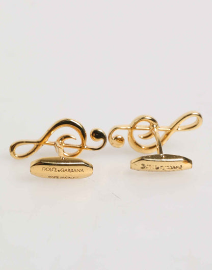 Dolce & Gabbana Gold Musical Note Metal Brass Pin Men Accessory Cufflinks by Dolce & Gabbana