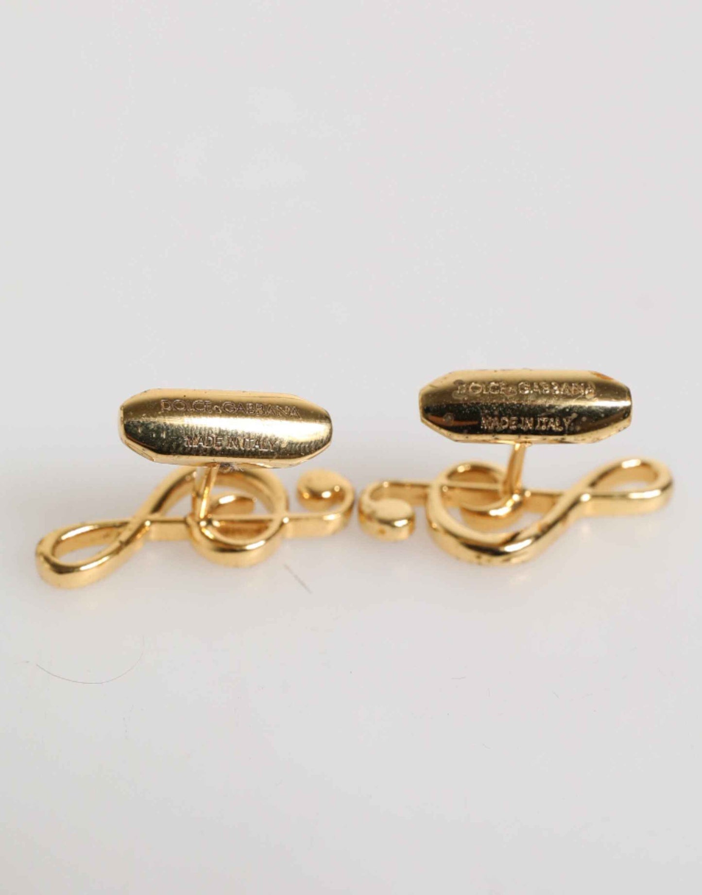 Dolce & Gabbana Gold Musical Note Metal Brass Pin Men Accessory Cufflinks by Dolce & Gabbana