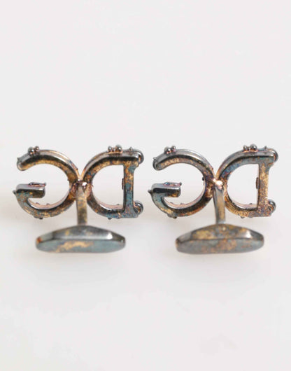 Dolce & Gabbana Gold Tone 925 Sterling Silver DG Logo Accessory Cufflink by Dolce & Gabbana