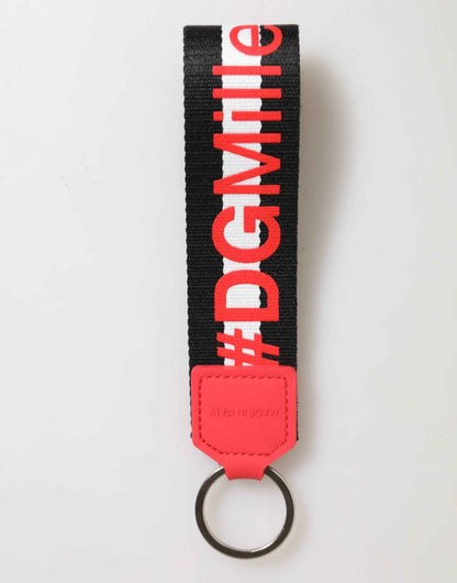 Dolce & Gabbana Red White DG Logo Polyester Brass Holder Keychain Keyring by Dolce & Gabbana