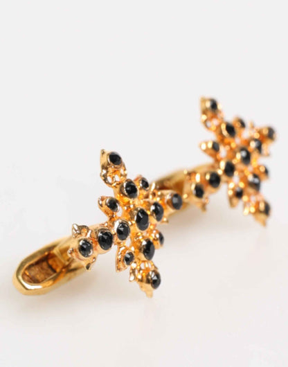 Dolce & Gabbana Gold Tone Brass Cross Crystal Men Accessory Cufflink by Dolce & Gabbana