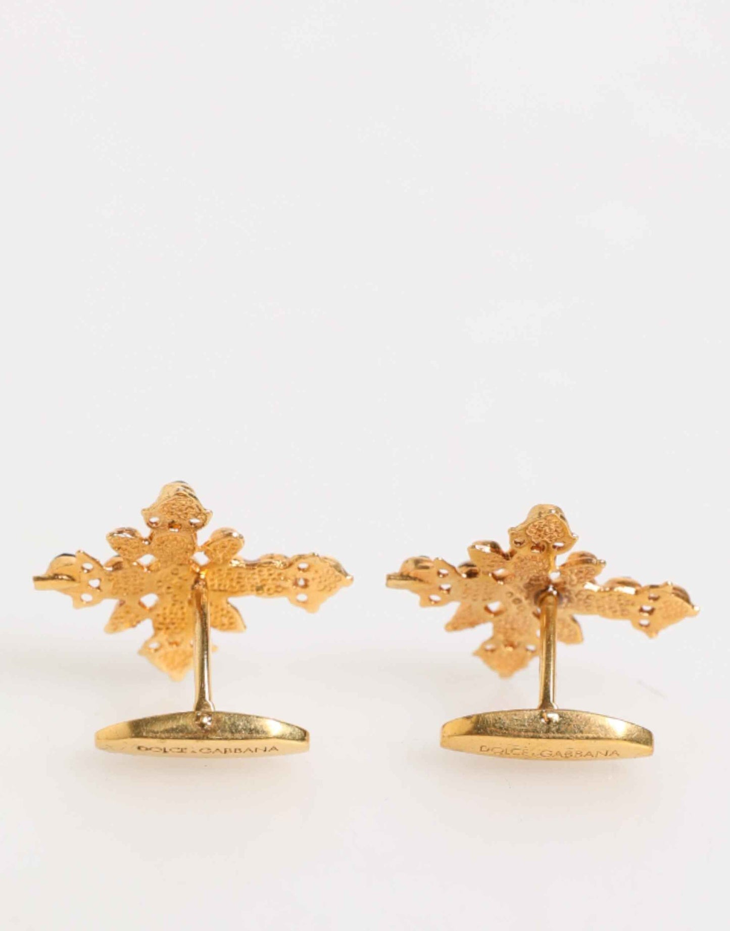 Dolce & Gabbana Gold Tone Brass Cross Crystal Men Accessory Cufflink by Dolce & Gabbana