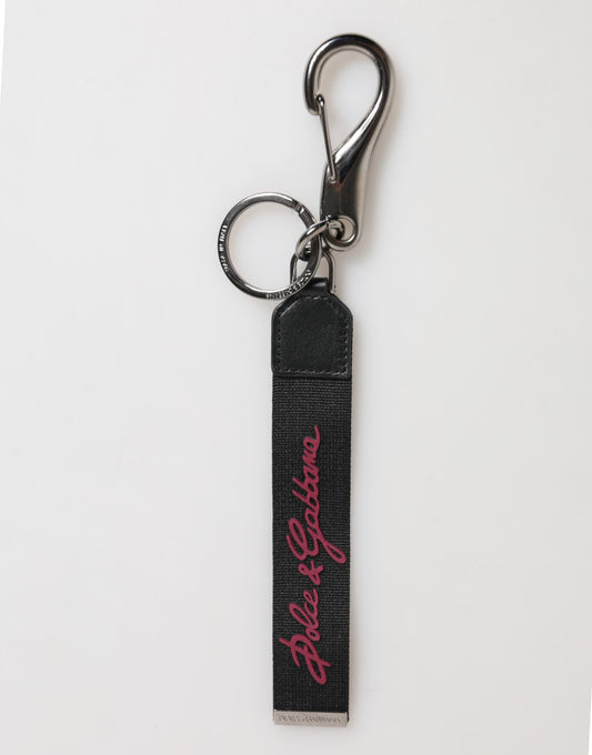 Dolce & Gabbana Black Burgundy Polyester DG Logo Men Keychain Keyring - from Dolce & Gabbana