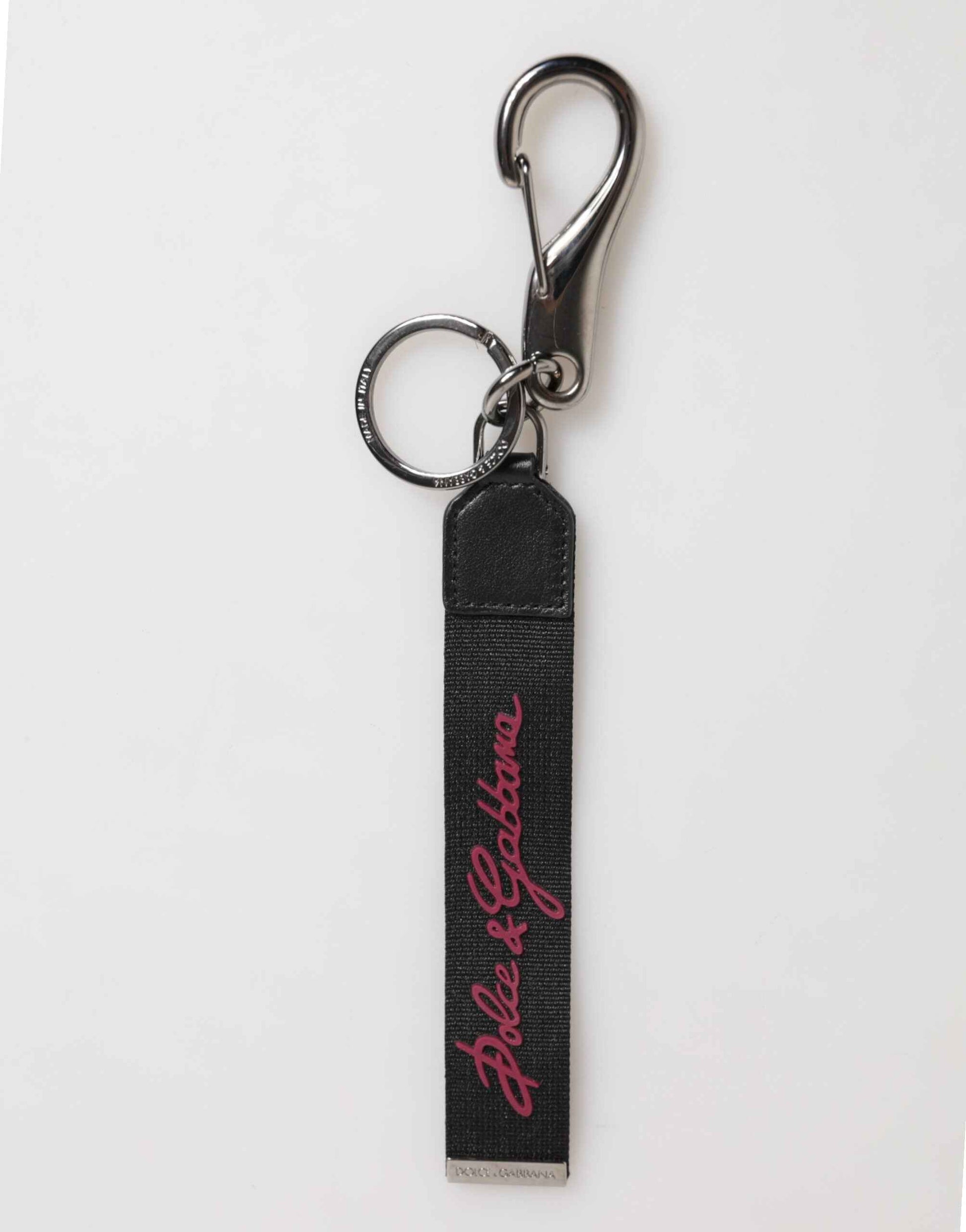 Dolce & Gabbana Black Burgundy Polyester DG Logo Men Keychain Keyring by Dolce & Gabbana