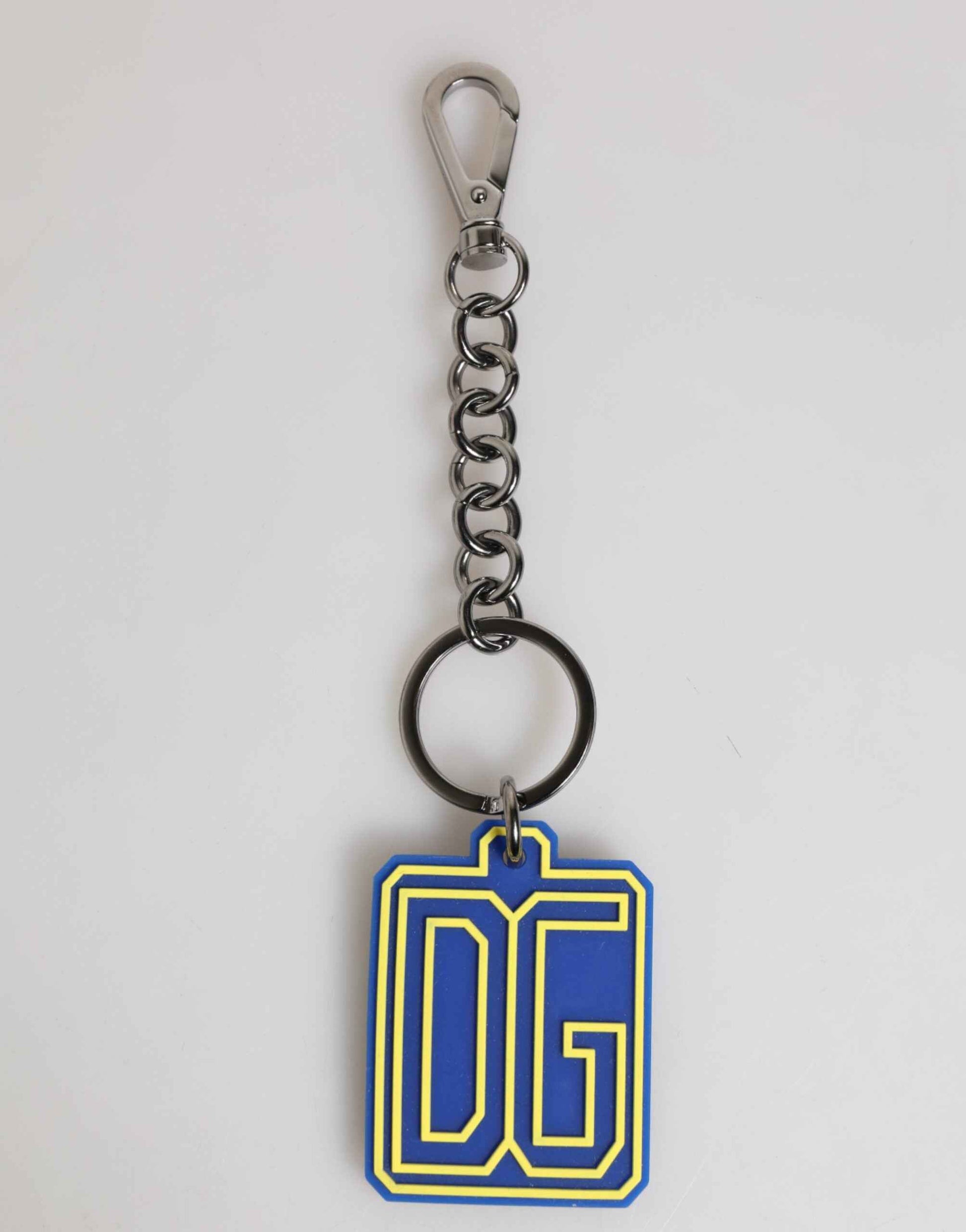 Dolce & Gabbana Blue Yellow DG Rubber Logo Silver Men Keychain Keyring by Dolce & Gabbana