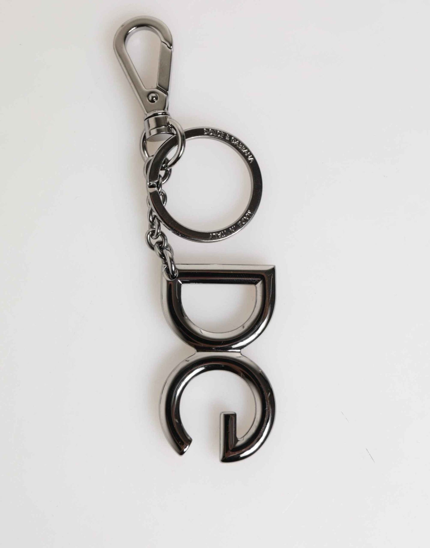 Dolce & Gabbana Silver Brass DG Logo Metal Keychain Holder Men Keyring by Dolce & Gabbana