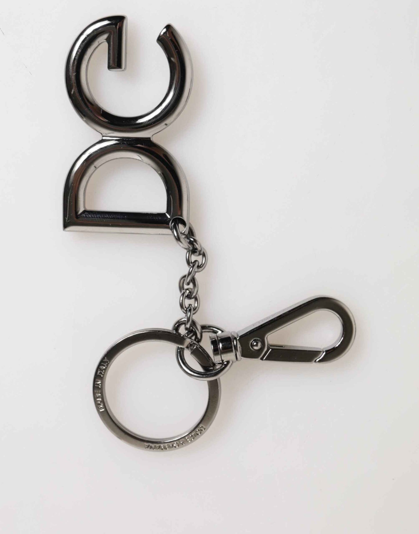 Dolce & Gabbana Silver Brass DG Logo Metal Keychain Holder Men Keyring by Dolce & Gabbana